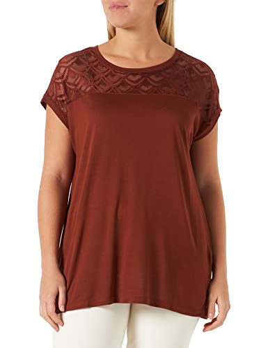 ONLY CARMAKOMA Women's CARFLAKE Life SS Mix TOP ESS T-Shirt, Cherry Mahogany, 52 Cover