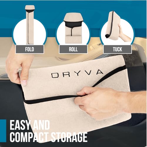 Image of DryvaSeat - Premium Microfiber Towel Car Seat Cover - Waterproof & Sweatproof - Universal Fit, Machine Washable, Non-Slip - Seat Protector for Car, Truck, SUV, Van (Beige, 1 Pack)