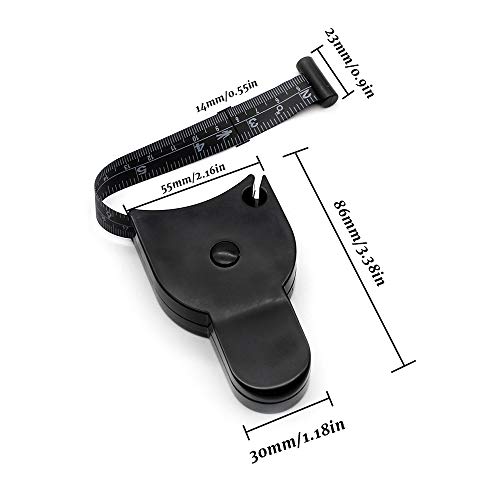 Foto von Dylan-EU 2 Stück Sportmaßband Measuring Tape Maßbänder 150 cm Bandmaß Körpermassband Schwarz Fitnessmaßband