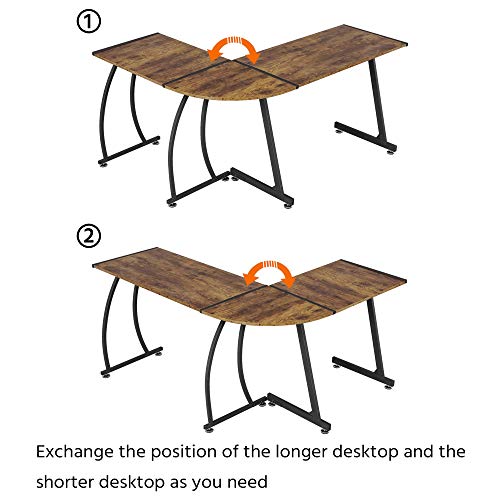 Topeakmart L-Shape Corner Computer Desk Pc Laptop Study Table With Metal Legs Workstation Writing Desk For Home Office #TOP4