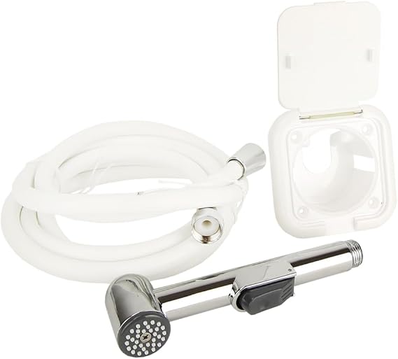 Manufacturers' Select ITC White Plastic Transom Shower - Marine Wash Down Shower with 8' Nylon Hose (ITC 97016CPN-8) (X002CHYKQZ)