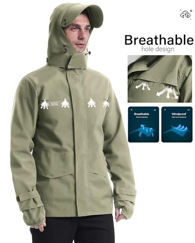 Image of iCreek Rain Jacket Men's Lightweight with Hood Packable Waterproof Raincoat Breathable Antistorm Jacket Windbreaker