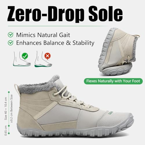Miniatura 6 de Saguaro Botas De Nieve Hombre Mujer Zapatos Forrados Caliente Barefoot Botines Antideslizante, Gris 38