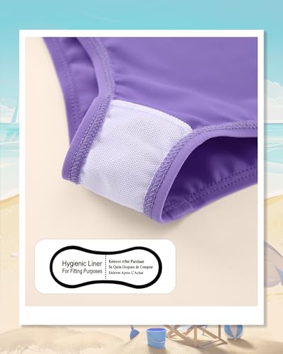 Image of Redair Toddler Girl One Piece Swimsuit Color Block with Ruffled Sleeve Straps Swimwear Bathing Suit for Baby Girl 12M-6Years