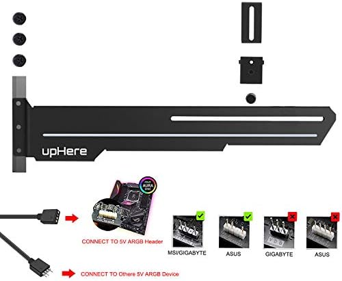 upHere GPU Brace Support Video Card ARGB LED Graphics Card Sag Holder/Holster Bracket,Single or Dual Slot Cards, GS05ARGB