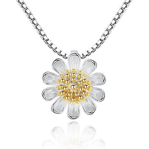 Daisy Pendant Necklace Small Daisy Pendant & 45cm Silver Box Chain Cover