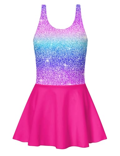 Image of Yousie Girls Swimsuit One Piece Tropical Kids Bathing Suit Swimwear Adjustable Swim Dress 5-9 Years