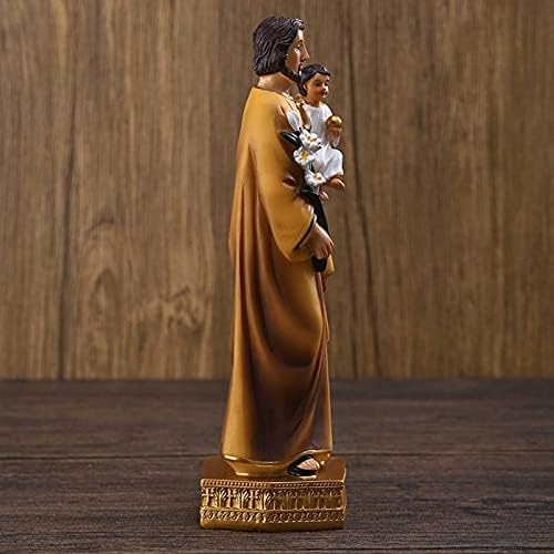 runnerequipmentCatholic Decoration Eco-friendly Resin Handcrafted God Statue St. Joseph and Child Jesus Statues Saint Joseph Resin Figurines Catholic Religious Gift, Decoration, Collection, Durable