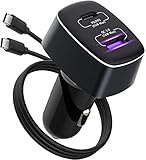 【KOMPATIBILITÄT】: USB-Anschluss ist mit QC3.0 / AFC / FCP / SCP / MTK PE2.0 ausgestattet, und der USB-C-Anschluss ist mit PD3.0 / PD2.0 / PPS / QC3.0 / AFC / FCP ausgestattet, wodurch dieses USB-C-Autoladegerät unseren bevorzugten mobilen Geräten wie iPhone (max. Geschwindigkeit), iPad, HTC, Sam-sung Galaxy, Blackberry, Tablets, Digitalkameras, Laptops (mit USB-C-Eingang) entspricht