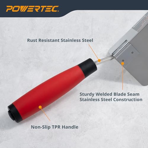 Image of POWERTEC 4 inch x 2-1 /2 inch Stainless Steel Outside Corner Drywall Knife for Gyprock and Plasterboard - 1 PK (72177)