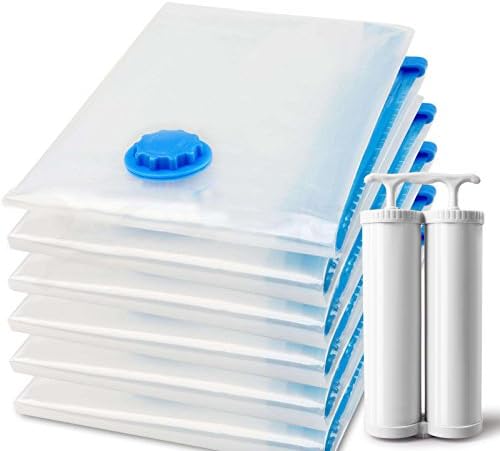 VbTidy Vacuum Storage Bags - 8 Pack (4 X-Large(40x30'') + 4 Large(32x24'')) Compression Bags with Double Hand Pump for clothes, coats, garments & wardorbe storage