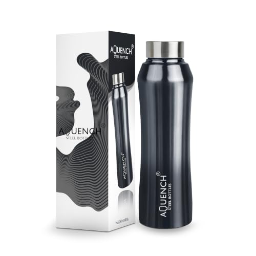 Image of Stainless Steel Water Bottle 1 Litre Bottles for Kids Girls Boys School Adults Office Gym(Black Grey Colour, Steel Cap, Set of 1, 1000 Ml)