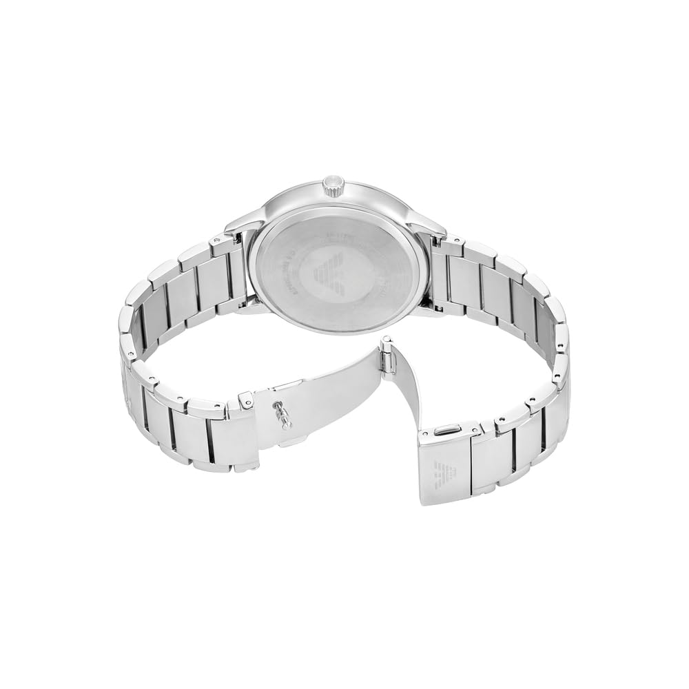 Emporio Armani Orologio per uomo, Movimento al quarzo con data a tre lancette e cassa da 43 mm con cinturino in acciaio
