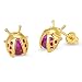 14k Yellow Gold Lady Bug Cubic Zirconia Children Screwback Baby Girls Stud Earrings