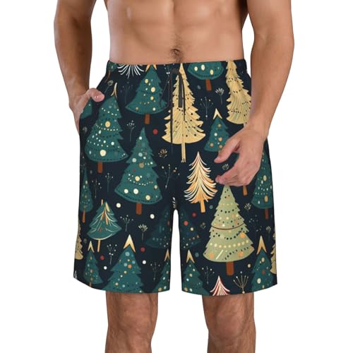 Christmas Tree Print Stylish Beach Shorts Swim Trunks Lightweight Breathable Summer Outdoor Activities