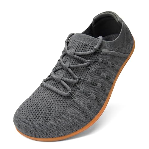 ZOEASHLEY Buty do chodzenia boso męskie, szerokie stopy, minimalistyczne, letnie buty do biegania na sport i do codziennego użytku, rozmiar 40-47, szary, 44 EU