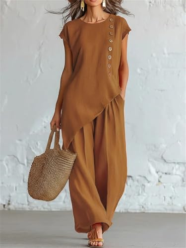 Trajes de verano de 2 piezas para mujer con dobladillo asimétrico elegante 4