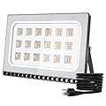 Viugreum 100W LED Flood Lights Outdoor, Waterproof IP65 Work Lights, 110V 10000LM Warm White(3000K), Super Bright Security Floodlights Wall Lights Landscape Lights with US Plug