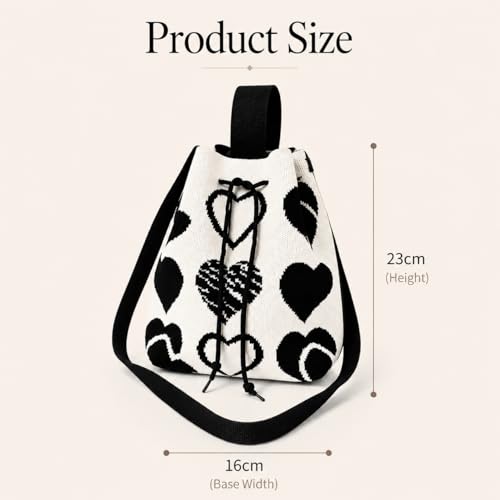 Image of Kawn Women's Crochet Drawstring Bucket Bag, Stylish Tote Purse, Crossbody Shoulder Bag, Boho Chic Handbag for Beaches, Party and Everyday Use.