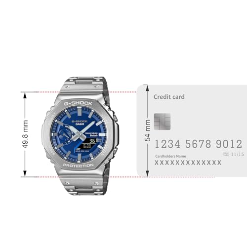 Image of Casio G-Shock GM-B2100AD-2ADR Bluetooth Analog-Digital Blue Dial Men Watch Silver Stainless Steel Strap (G1563)