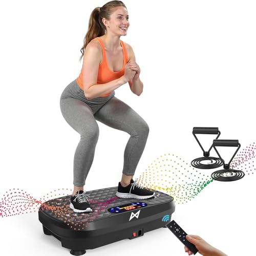 AXV Vibration Plate Fitness Platform Exercise Machine Vibrating Shaking Full Body Shaker Workout Vibrate Stand Shake Board Sport Gym for Weight Loss Fat Burner for Women Men(Slim-Black.PRO)