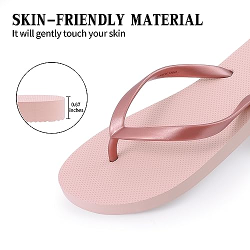 Image of shevalues Slim Flip Flops for Women Beach Rubber Shower Shoes Basic Thong Sandals
