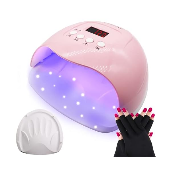 RedFlow UV LED Nail Lamp, Pink, Polycarbonate, LED Light, Large Size, Palm Print Auxiliary Irradiation, UV Protection Gloves