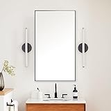 LEDLUX 20x36 Inch Black Bathroom Mirror, Copper-Free Mirror, Aluminum Alloy Frame Vanity Mirror, Rectangle Wall Mounted Mirror, Modern Mirror for Bedroom/Living Room/Porch Horizontal or Vertical
