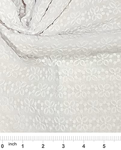 Tissu brodé à œillets de qualité supérieure 100% coton blanc coupon 3 yards largeur 106cm