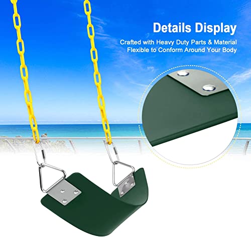 Image of REZNOR Heavy Duty Flexible Swing Seat with Metal Triangle Ring, Anti-Rust Chain Set for Kids & Adults, Playground, Jungle & Gym (Green-Yellow, 2 Meter)