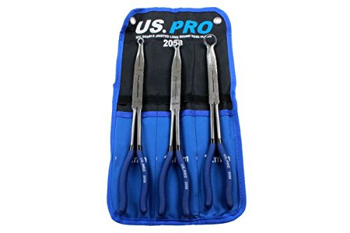 US PRO 3-częściowe podwójne łączące długie okrągłe szczypce do nosa 8 mm - 22 mm 2058
