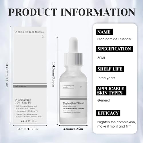 Niacinamide 10% + Zinc 1%, Serum Niacinamida, Serum Facial Niacinamide, Reduce la Apariencia de Poros Dilatados y Piel Opaca, Apto para Todo Tipo de Piel, 30Ml - imagen 7