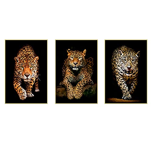 Tableau léopard triptyque de 30x45cm imprimé sur toile avec cadre - 7