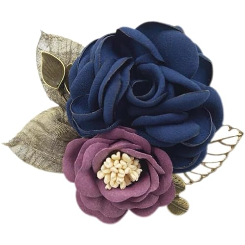 Image of Elegant Rose Flower Brooch Pin for Women Handmade Imitation Crystal Pearl Fabric Flower Lapel Pin Dress Suit Accessories for Wedding Party Gentleman's Essentials Bridal Jewelry Bridesmaid Gifts