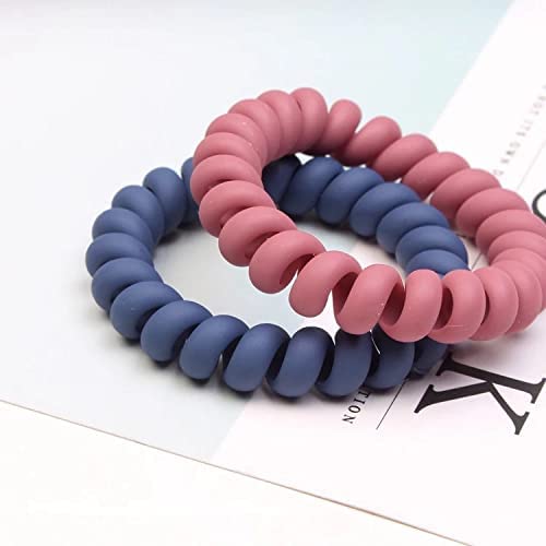 HKD Sales 5 Pcs of Telephone Wire Multicolour Spiral Hair Ties Elastic Coil Set Hair Ring Phone Cord, Traceless Elastic Ponytail Holder Women Hair Accessories B96 1