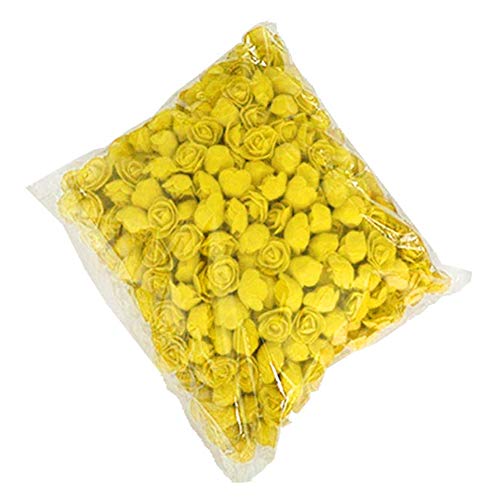 DIY Rose Head, 500 Pcs PE Mousse Rose Tête Fleur Artificielle pour DIY Ours Poupée De Mariage Maison Décor Jaune 500 pièces Cover