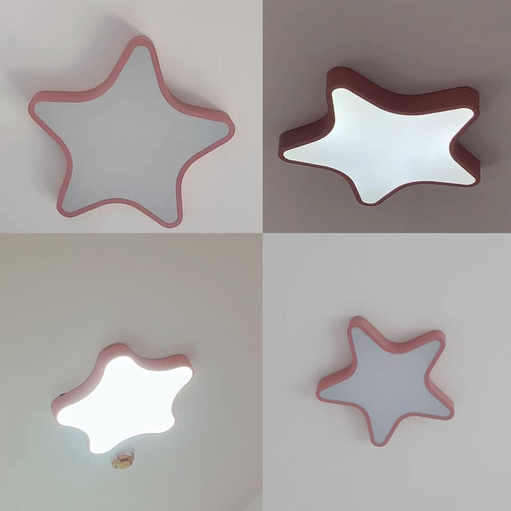 LED Ceiling Light Fixture, Modern Pentagram Recessed Ceiling Lights, 3000K-6000K Dimmable Light, Close to Lighting Flush Mount Living Room Pendant Lamps (Pink, 12inch)