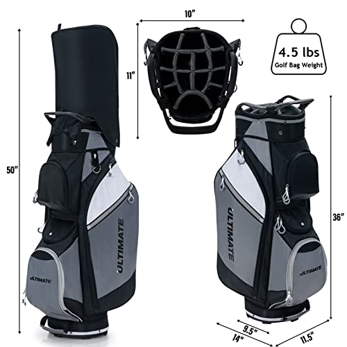 Gymax Golf Cart Bag, 14 Way Golf Club Bag With Rain Hood, Portable Lightweight Golf Bag With Shoulder Strap & Carry Handle, Cooler Bag, Rangefinder Pocket, Freestanding Golf Bag For Men #TOP6