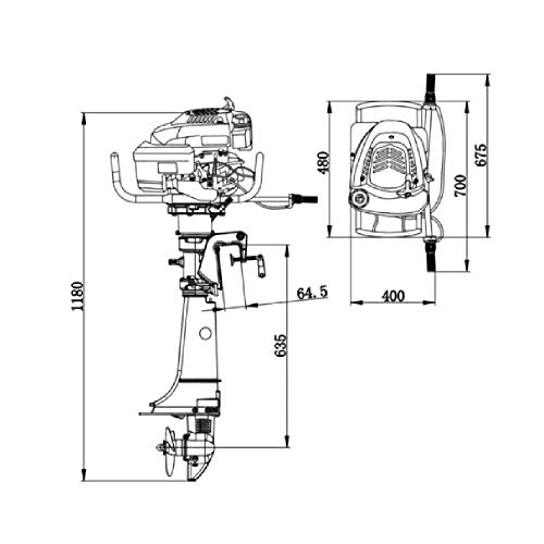 HYYKJ Outboard Motor Boat Engine 6.5 HP 4 Stroke 196CC Outboard Motor Marine Inflatable Fishing Boat Engine with CDI Water Air Cooling System 25\'\' Shaft (6.5 HP 4 Stroke 196CC 25\'\' Shaft)
