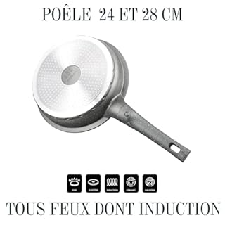 Lot Batterie de Cuisine Induction 13 Pièces Poêles, Marmites & Casserole en Fonte d’Aluminium – Manches Amovibles – Revêtement Céramique Antiadhésif Sans PFOA/PFAS Tous Feux &Couvercles Verre (Gris)