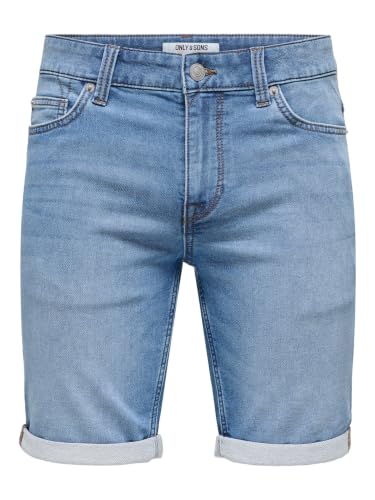ONLY and SONS Short Bleu Ply Life Homme Short Bleu L, 75% Coton, 24% Polyester, 1% Élasthanne,...