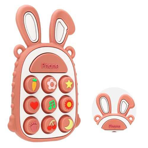 Ostern Beißspielzeug für Babys, Silikon-Push-Bubble-Sensorspielzeug, BPA freie, Hasen-Silikonspielzeug-Handy-Beißring-Set, Zahnungshilfe für Jungen & Mädchen, Ostergeschenke für Babys und Kleinkinder