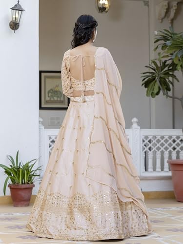 Image of TRENDMALLS Women's Satin Sequin Embroidery Bridal Lehenga Choli with Net Dupatta |Bridal Wedding Lehenga Choli for women