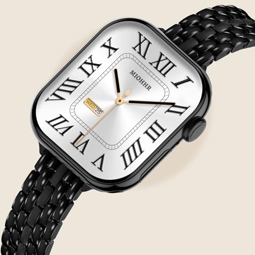 Image of Slim Metal Bands for Apple Watch 38mm 40mm 41mm 42mm(Series 11 /10) | Thin Shiny Stainless Steel Strap Bands for Women, Fit iWatch Series 11 10 9 8 7 6 5 4 3 2 1 SE3 SE2 SE, Black