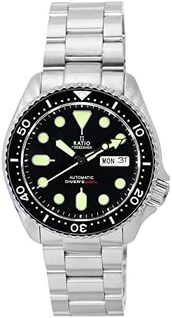 RATIO FreeDiver Dive Watch Sapphire Crystal Automatic Diver Watch 200M Water Resistant Diving Watch for Men (Black)