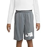 Sechage rapide Nike NK Dry HBR Short, Garçon, Gris (Smoke Grey/White), 152
