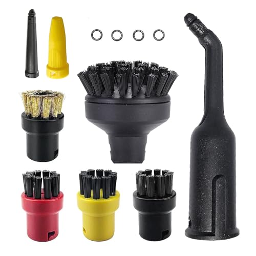 12 Pcs Steam Cleaner Accessories for Karcher Accessories for Steam Cleaner Compatible with SC1 SC2 SC3 SC4 SC5 4 Round Brush 2 Large Round Brush 1 Nozzle 4 Sealing Ring and 1 Gap Nozzle