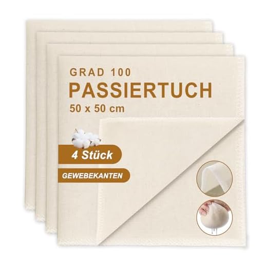 Quelcc 4 Piezas Tela Filtrante Reutilizable, 50 x 50 cm Paño para Queso, Cheese Cloth, Colador Tela para Queso Filtros de Muselina Alimentos para Colar Jugo, Queso, Té, Especias