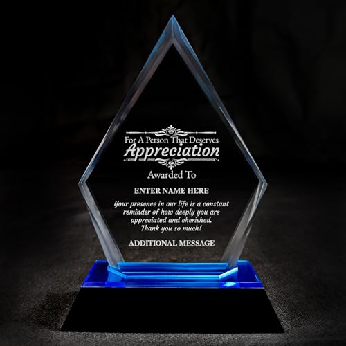 Personalized Laser Engraved Thank You Award - Laser Engraved Design - Thank You - Add Your Own Text - Includes Gift Box - Thank You Award (The Blue Arrow 7" Tall)
