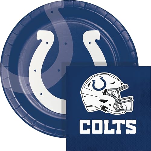 Trendware NFL Paper Plate and Napkin Set, Indianapolis Colts, Serves 24